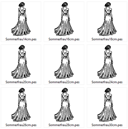 Stickdatei - Frau im langen Kleid / Dame im Abendkleid