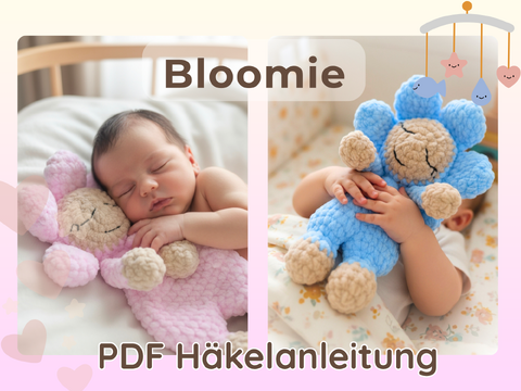 Bloomie Lovey Crochet Pattern – Baby Comfort Blanket with Flower Head