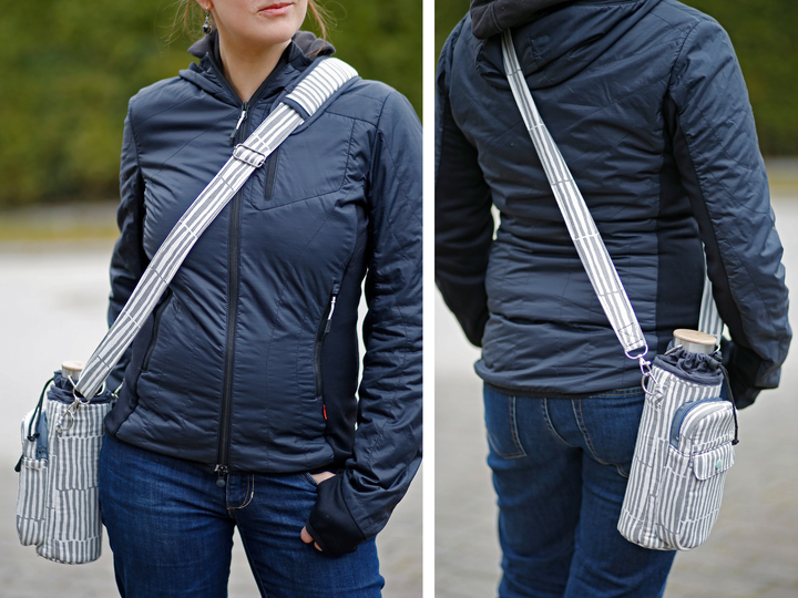 Flaschen-Tasche Walking - PDF Schnittmuster, Nähanleitung & Video