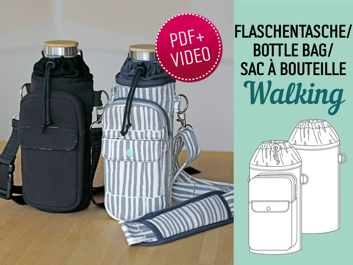 "Walking" Bottle Bag – PDF Pattern, Sewing Instructions & Video