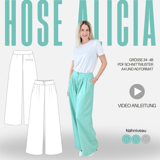 Schnittmuster Hose Alicia |Schnittmuster Hose Alicia | Gr. 34–48 (PDF) | Gr