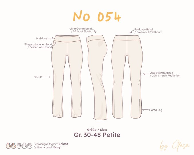 Mid-Rise Leggings mit Foldover-Bund & Flared Leg – Petite Gr. 30-48