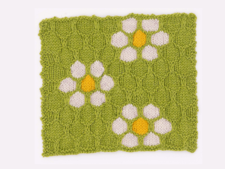 Field Of Daisies Floral Block Tile Pattern For Knitters