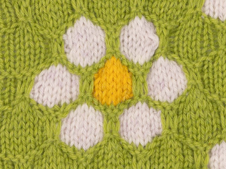 Field Of Daisies Floral Block Tile Pattern For Knitters