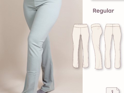 Mid-rise leggings with foldover waistband & flared leg – Regular sizes 30-4