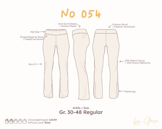 Mid-rise leggings with foldover waistband & flared leg – Regular sizes 30-4