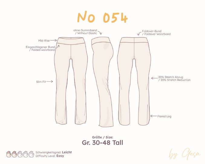 Mid-Rise Leggings mit Foldover-Bund & Flared Leg – Tall Gr. 30-48