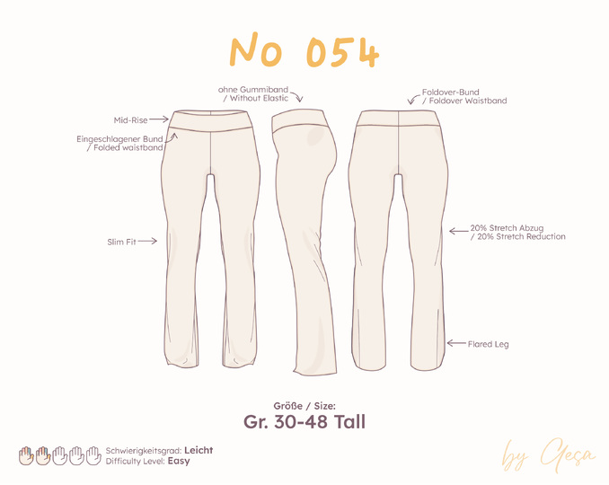 Mid-rise leggings with foldover waistband & flared leg – Tall sizes 30-48