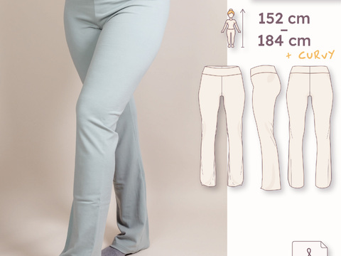 Mid-Rise Leggings mit Foldover-Bund & Flared Leg – Damen Gr. 30–48
