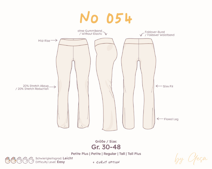 Mid-rise leggings with foldover waistband & flared leg – Women sizes 30–48