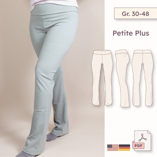 Mid-Rise Leggings mit Foldover-Bund & Flared Leg – Petite Plus Gr. 30-48