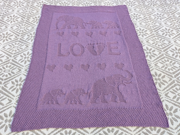 Knitting pattern baby / kids' blanket "Elephant Love" - easy