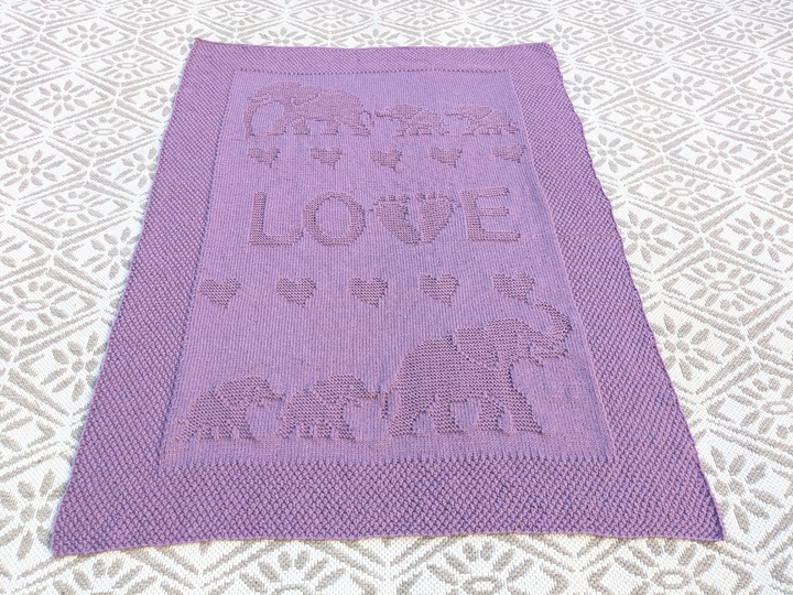 Knitting pattern baby / kids' blanket "Elephant Love" - easy