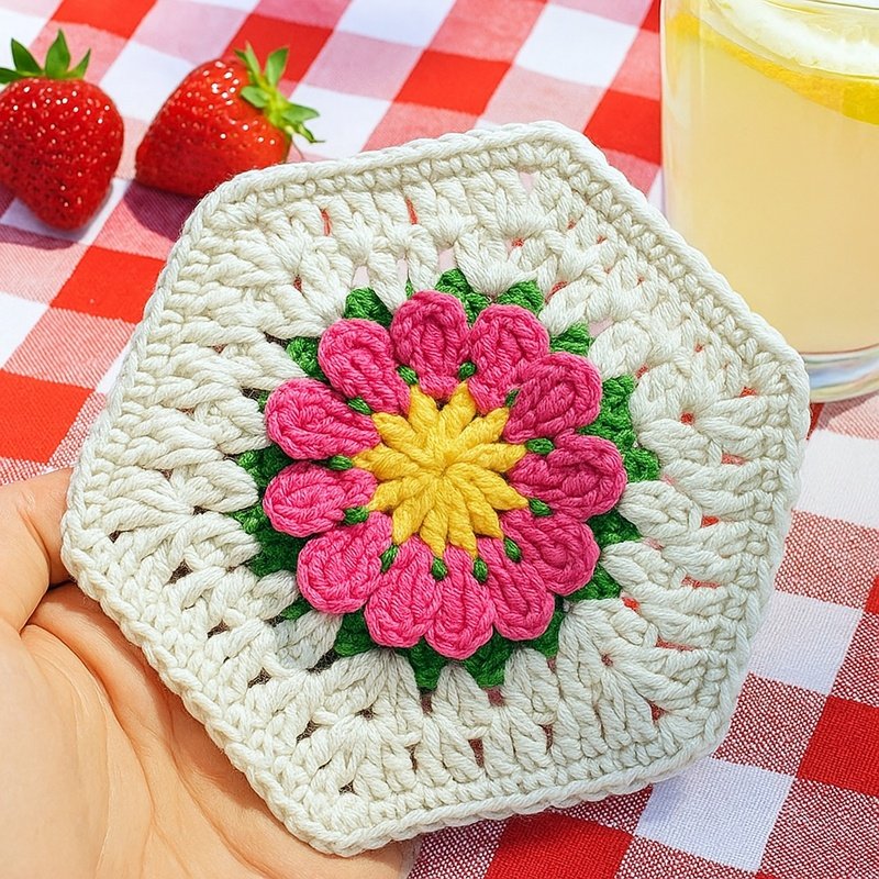 Hexagonal Flower Coaster – Crochet Pattern for Cup Coasters - Image 5