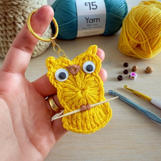 Owl Keychain Crochet Pattern – Cute Crochet Charm PDF