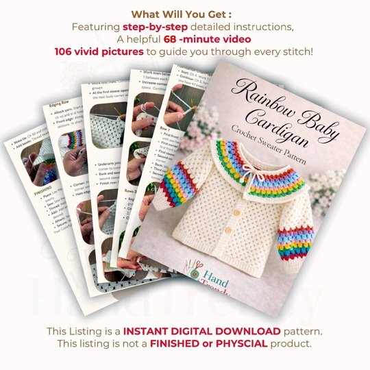 Rainbow Baby Cardigan Crochet Pattern – Baby Sweater PDF for 1-2 Years