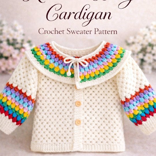Rainbow Baby Cardigan Crochet Pattern – Baby Sweater PDF for 1-2 Years