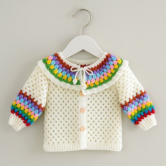 Rainbow Baby Cardigan Crochet Pattern – Baby Sweater PDF for 1-2 Years