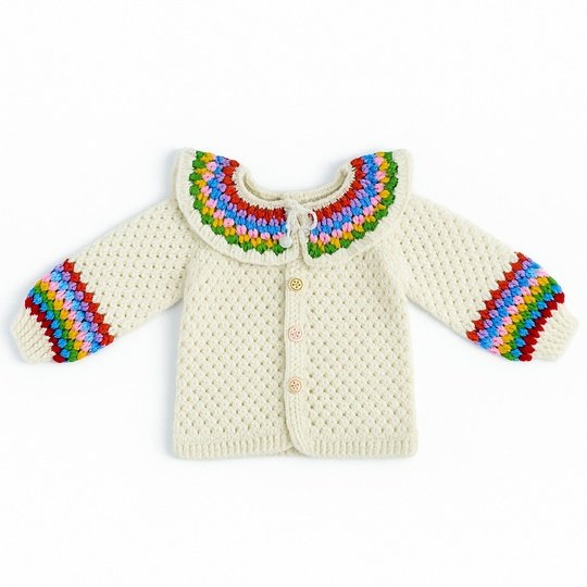 Rainbow Baby Cardigan Crochet Pattern – Baby Sweater PDF for 1-2 Years