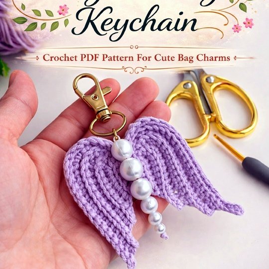 Angel Wing Keychain Crochet Pattern – Cute Bag Charm PDF