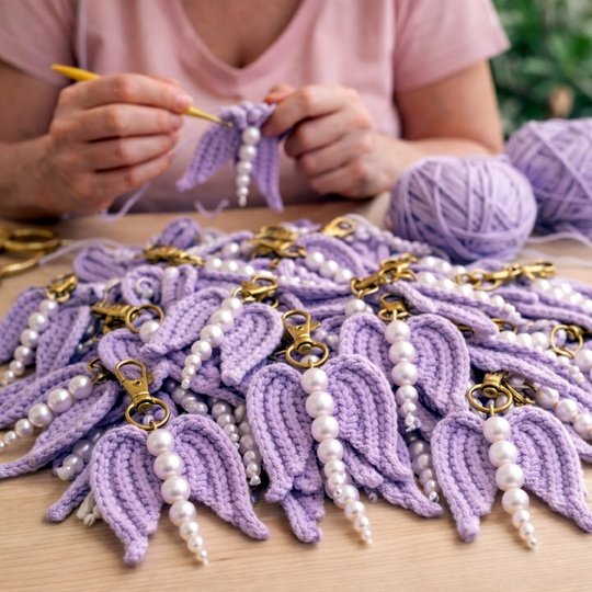 Angel Wing Keychain Crochet Pattern – Cute Bag Charm PDF