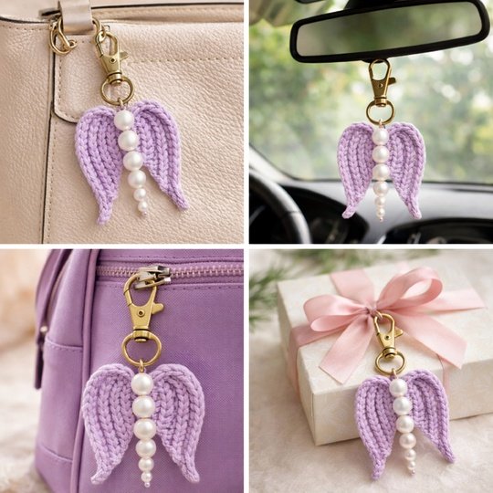Angel Wing Keychain Crochet Pattern – Cute Bag Charm PDF