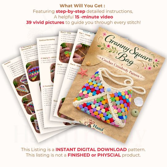 Granny Square Bag - Crochet Crossbody Pattern PDF