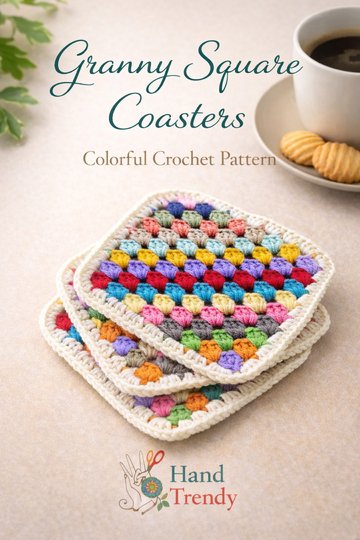 Granny Square Coasters - Colorful Crochet Pattern PDF