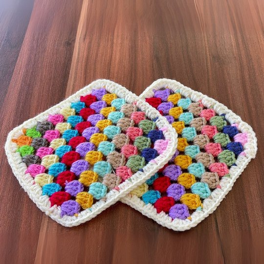 Granny Square Coasters - Colorful Crochet Pattern PDF