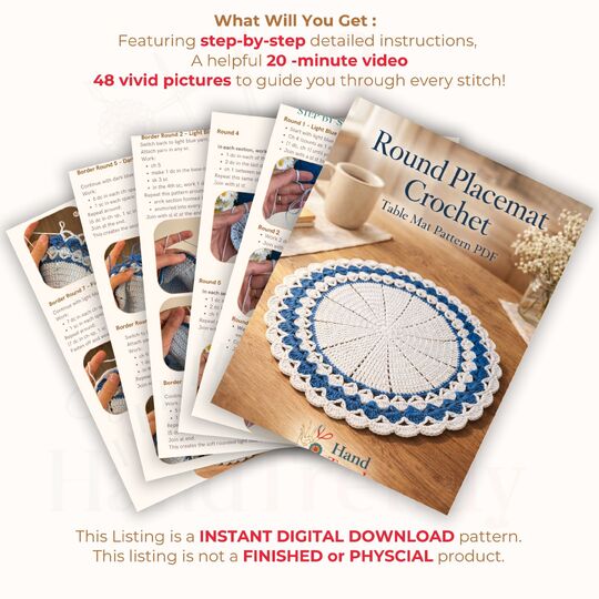 Round Placemat Crochet - Table Mat Pattern PDF