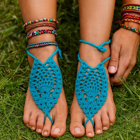 Barefoot Sandals Pattern - Boho Crochet Foot Jewelry PDF