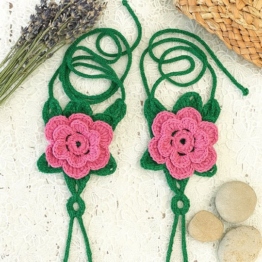 Floral Barefoot Sandals - Crochet Lace Up Pattern PDF