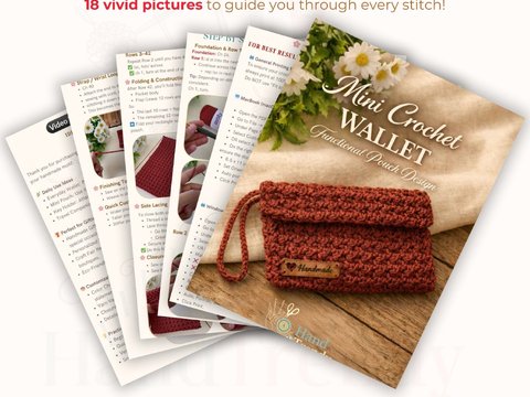 Minimal Crochet Wallet PDF Pattern - Easy Crochet Coin Purse Macrame Cord