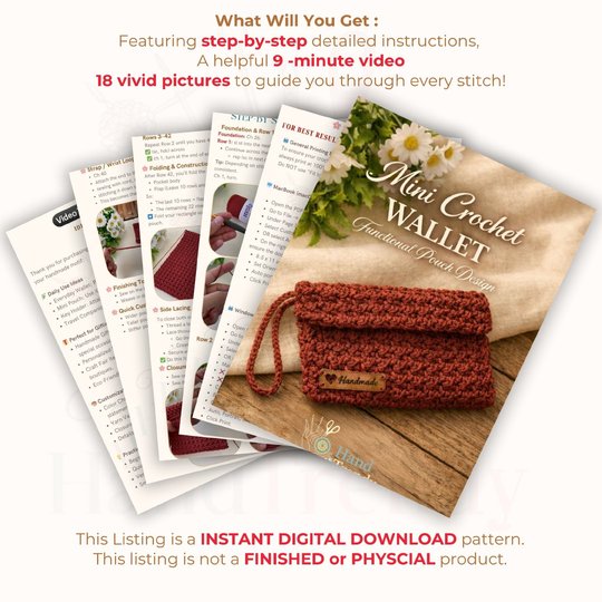 Minimal Crochet Wallet PDF Pattern - Easy Crochet Coin Purse Macrame Cord