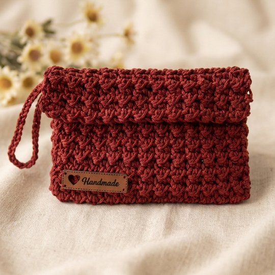 Minimal Crochet Wallet PDF Pattern - Easy Crochet Coin Purse Macrame Cord