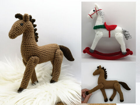 2in1: (Rocking) Horse with movable Legs - Crochet Pattern by NiggyArts