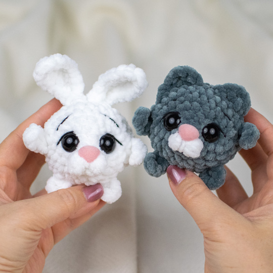 Pocket Puff Babies Crochet Pattern – Mini Bunny & Kitty Plush