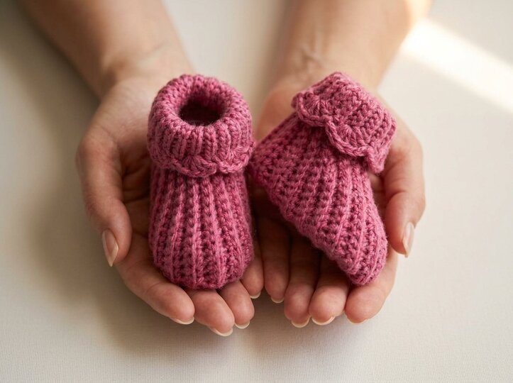 TITEL: Easy Baby Booties mit dekorativem Bordürenrand – Häkelanleitung