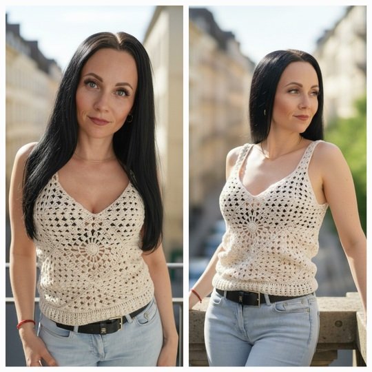 PDF Häkelanleitung Granny Square Sommer Boho Damen Top/Oberteil