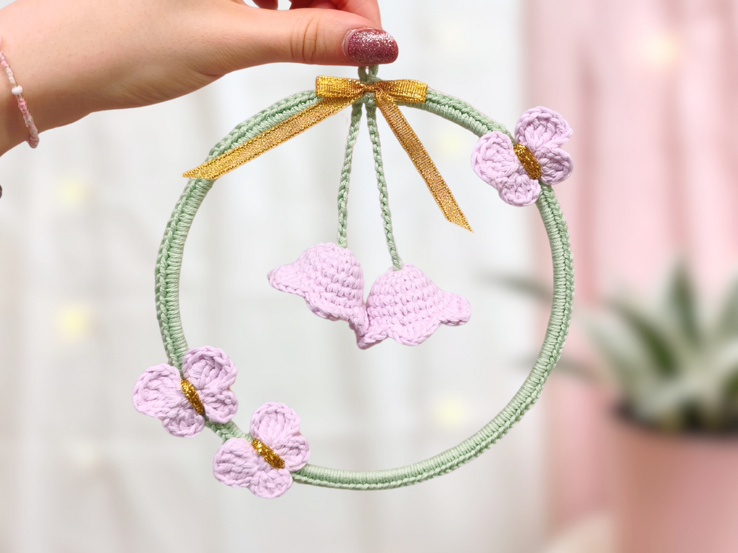 Häkelanleitung Dekoring Schmetterlinge mit Blume