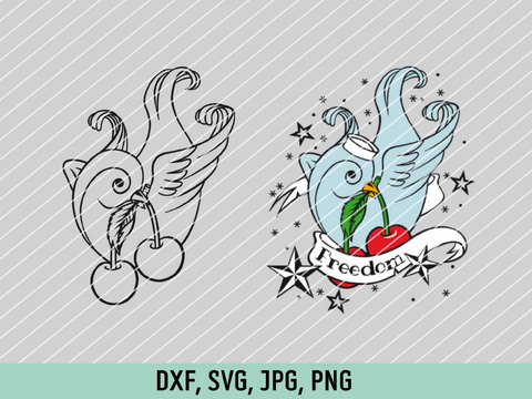 Rockabilly Swallow with Cherries – Cutting File