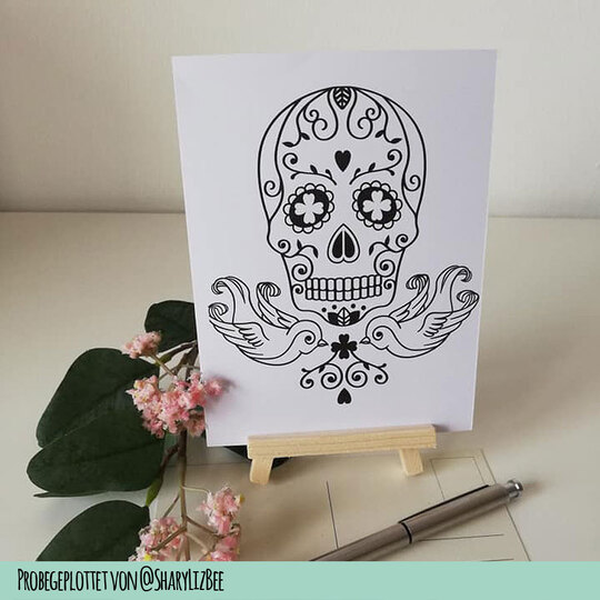 Rockabilly Skull Totenkopf mit Schwalbe Plotterdatei