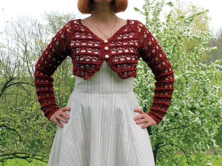 Bolero "Silas" mit Raglan und Reliefmuster, Luftig leicht für Sommerabende
