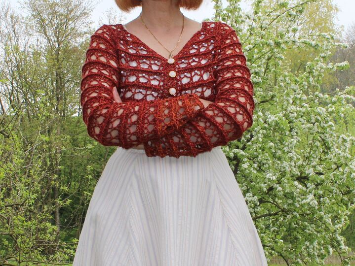 Bolero "Silas" mit Raglan und Reliefmuster, Luftig leicht für Sommerabende