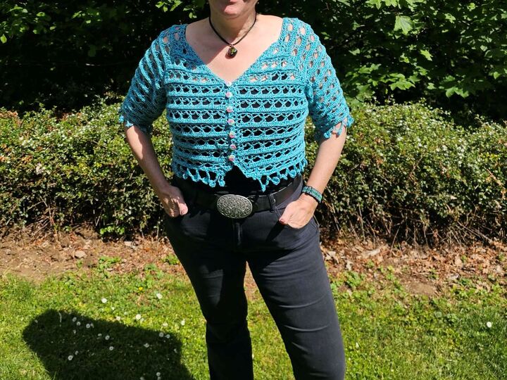 Bolero "Silas" mit Raglan und Reliefmuster, Luftig leicht für Sommerabende