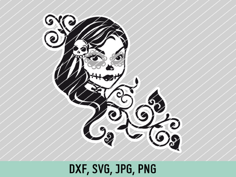 La Catrina Totenkopf Lady Plotterdatei