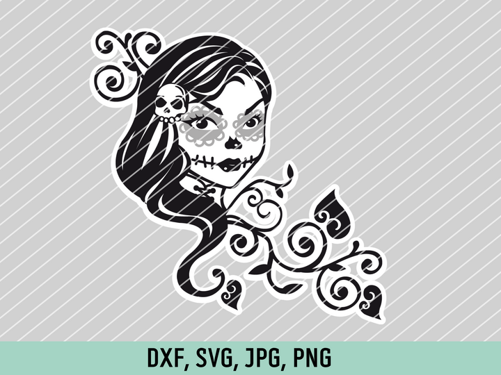 La Catrina Totenkopf Lady Plotterdatei