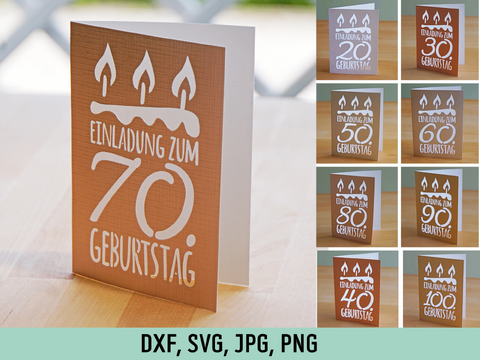 Karte Einladung zum Geburtstag Rund Plotterdatei