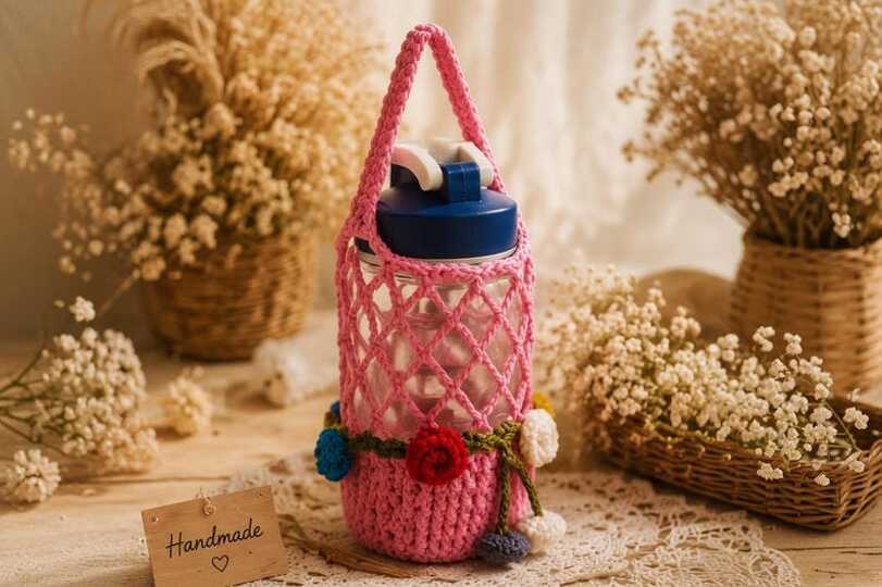 Häkelanleitung Blumenstrauß Flaschenhülle PDF & Video-Tutorial