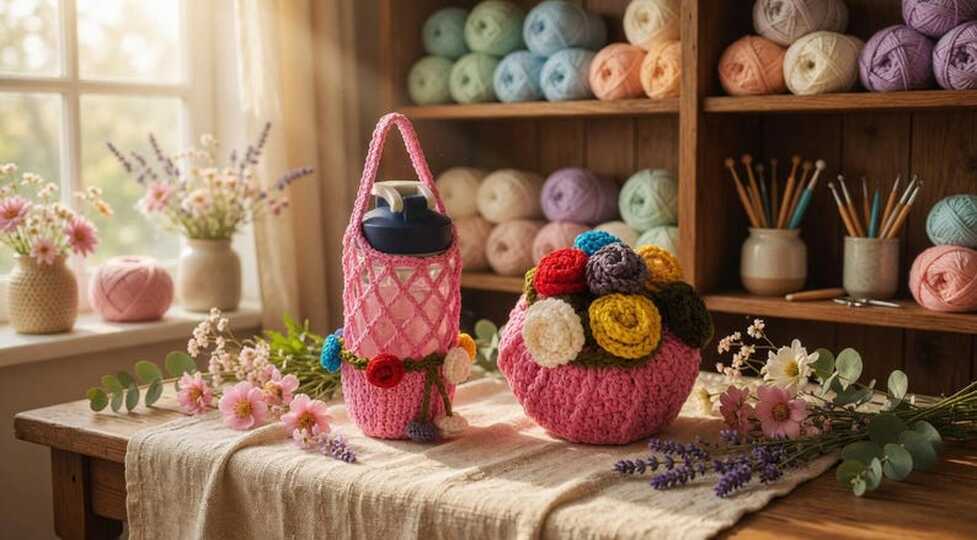 Häkelanleitung Blumenstrauß Flaschenhülle PDF & Video-Tutorial